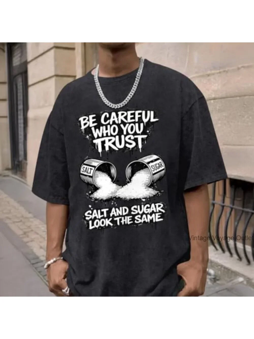 Oversized Graphic Tee Vintage Wash Cotton Streetwear Tee Men's Y2K Grunge Funny
